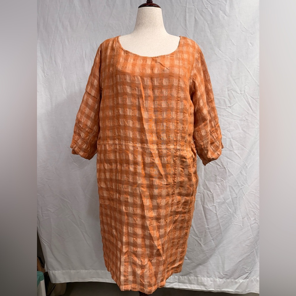 Poetry Orange Checkered Midi Dress